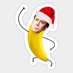Christmas Nicolas cage in a banana Sticker